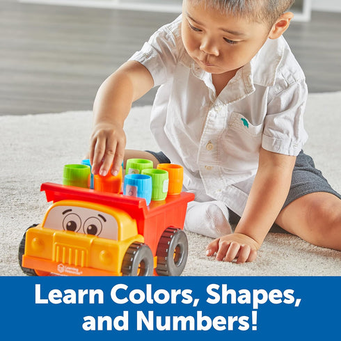 Learning Resources Tony the Peg Stacker Dump Truck, 10 Pieces Fine Motor Skills Toy for Toddlers, Ages 18+ Months