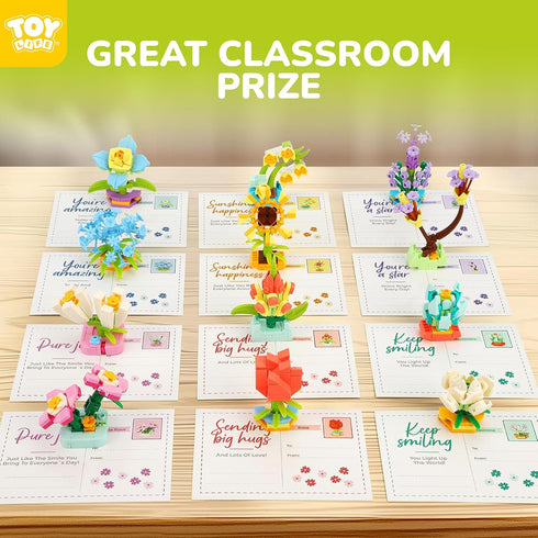 36 Pack Set 6+ TOY Life Party Favors for Kids, Tiny Plants Mini Flowers Building Blocks for Classroom Prize, Flowers