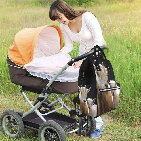HJTRW Backpack Mummy Backpack Diaper Bag for Women Waterproof Large Nappy Bag Cute goat Nursing Bag
