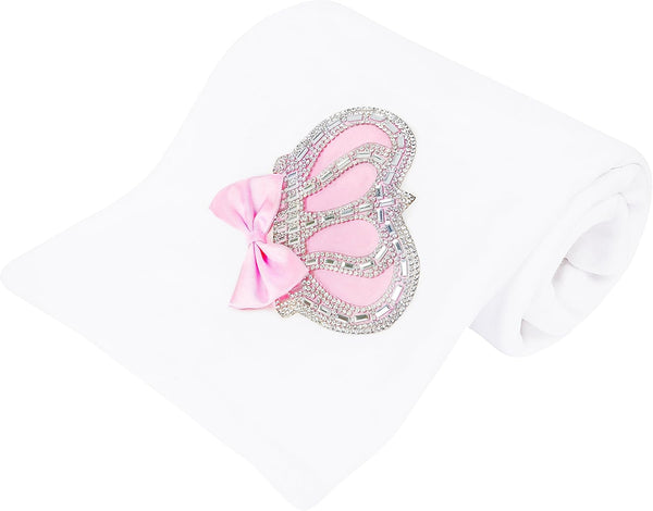 Lilax Baby Girl Newborn Jewels Crown Swaddle Receiving Blanket Pink