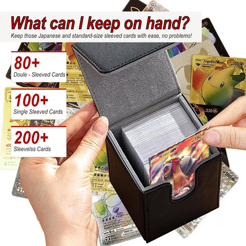 Card Deck Box for Commander - PU Leather Storage Box with 2 Dividers, Fits 100+ Single Sleeved Cards (Purple)