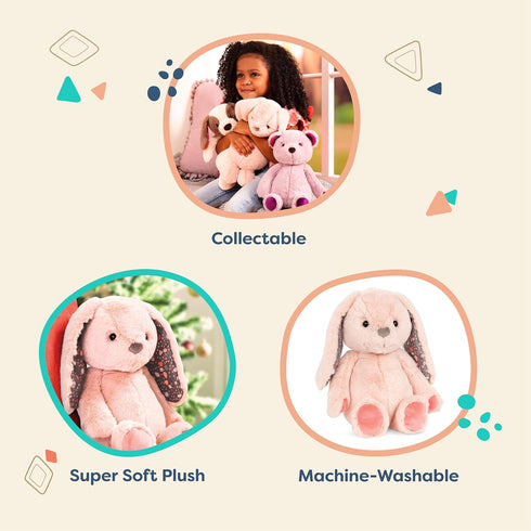 B. toys B. softies 12" Pink Plush Bunny, Huggable Stuffed Animal Toy for Newborns & Toddlers