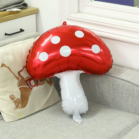 Sliverdew 3Pack 31'' Mushroom Foil Balloon,Mushroom Birthday Party Supplier Fairy Princess Birthday Woodland Theme