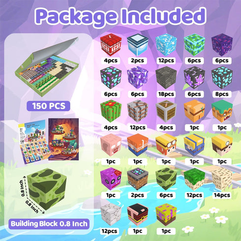 150PCS 3+, Magnetic Blocks, Magnetic Building Blocks, Stacking Magnets for Kids, Sensory Toy for STEM Constructions