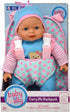 13" Soft Baby Doll with Take Along Pink Doll Backpack Carrier, Briefcase Pocket for Doll Accessories