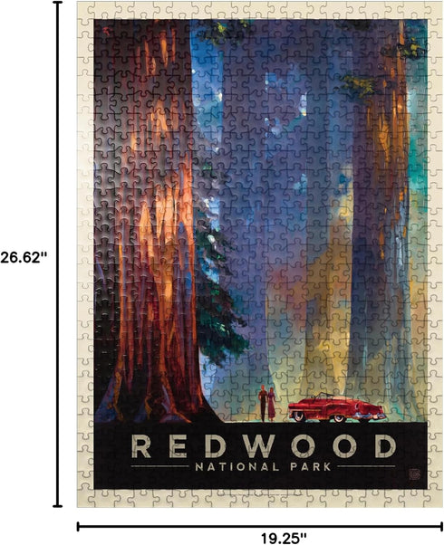 500 MyPuzzle Redwood National Park: Among The Giants, Vintage Poster - Premium Piece Jigsaw Puzzle for Adults