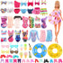 Lot 26 Pack Doll Clothes and Accessories Beach Bathing Set Including 5 Swimsuits, 1 Bathrobe, and More