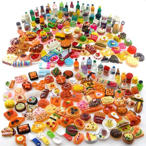 Nuanmu 100 Pieces Miniature Food Drink Bottles Toys Dollhouse Pretend Play Kitchen Cooking