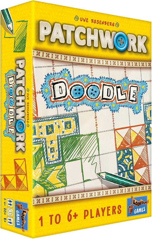 Games Patchwork Doodle Board Game - Strategy, Puzzle, and Drawing Game for Kids and Adults - Family Game for 1 to 6
