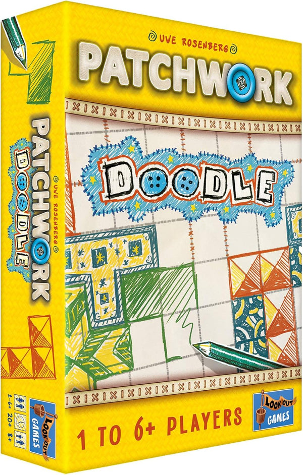 Games Patchwork Doodle Board Game - Strategy, Puzzle, and Drawing Game for Kids and Adults - Family Game for 1 to 6