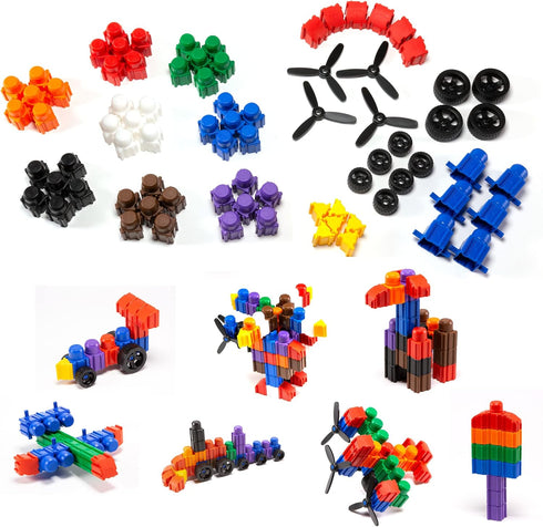 SNAPO Advanced Builder Blocks for Ages 7 and Up - Six-Sided Toddler Building Blocks for Planes, Cars, Trains