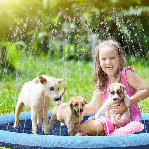 Splash Pad for Dogs Kids, Non-Slip Pet Thickened Durable Sprinkler Wading Pools, Splash Play Mat Outdoor Game Water