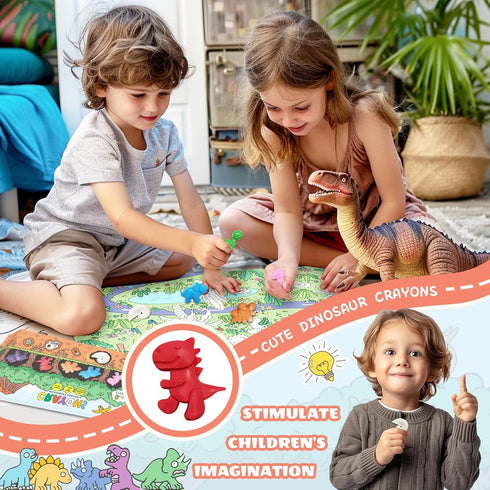 HengNexus 8 3+-1.5INCH,Cute Dinosaur Crayons for Kids, colors Non-Toxic Washable Dinosaur Shaped Crayons with Drawing