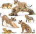 Toymany 7PCS Jaguars Figurines with Jaguars Cub and Tree Trunk, Realistic Jungle Animals Family Playset