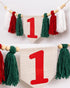 1st Christmas First Birthday High Chair Banner - Oh What Fun it is to be One Highchair Banner, Red and Green Birthday
