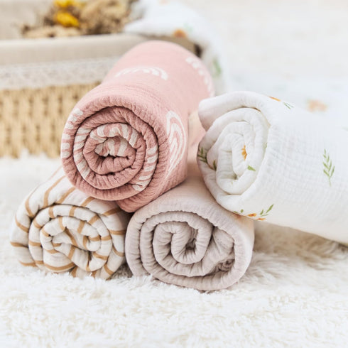 Meracorallo Muslin Swaddle Blanket, 100% Organic Cotton Receiving Blanket, Soft Breathable Wrap for Baby Boys Girls,