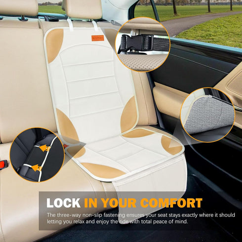 2 (2 Pack) Siivton Car Seat Protector for Child, Cushion for Leather & Fabric Seats, Mesh Pockets, Non-Slip Bottom