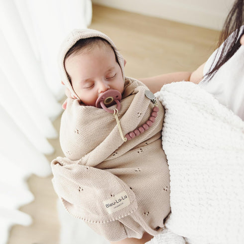 100% Luxury Organic Cotton Pointelle Knit Baby Quilt Blanket Refined Lightweight Heirloom Nursery Essential (Pointelle