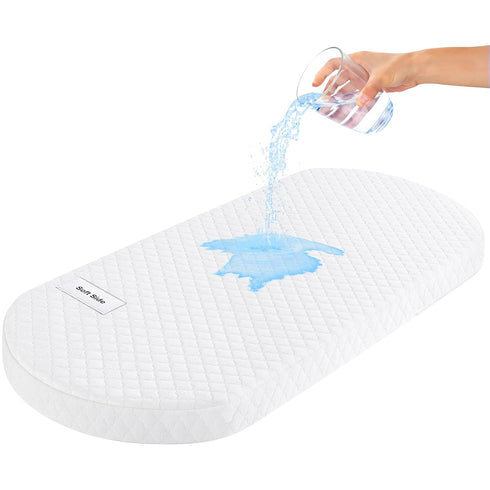 Pro Goleem Baby Bassinet Mattress Pad 33"x20" Oval, Waterproof Soft Cover Gel