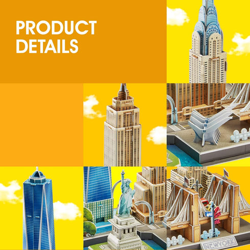 3D Puzzles for Kids Ages 8-10, New York Cityline Architecture Crafts for Girls Ages 8-12, Building Model Gifts
