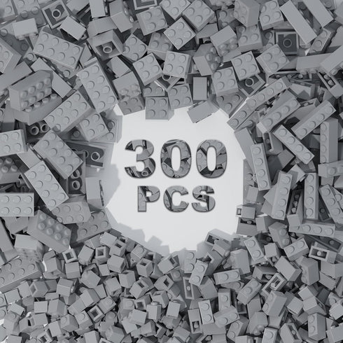 300 Pcs Classic Building Bricks, Light Gray Bulk Bricks, Creative Building Block Toys Compatible with Major Brands for