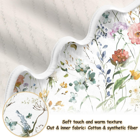 SDMKA Cozy 30 40 Inch Baby Blankets for Boys Girls Watercolor Wildflower Super Soft Warm Crib Blanket Double Layer
