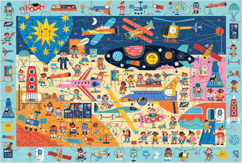 Mudpuppy Air and Space Museum — 64 Piece Search & Find Puzzle Jigsaw Puzzle Featuring A Variety of Aviation and Space Artifacts and Over 40 Hidden Images to Find for Ages 4+