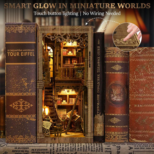 CRIOLPO Book Nook Kits for Adults - Book Nook Kit Bookshelf Decor DIY Miniature House Kit for Bookshelf - Craft Kits