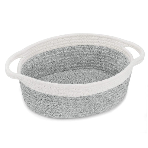 ABenkle Woven Cute Chest Box for Cat Dog Toys Storage, 12"x 8"x 5", Small Decorative Gift Basket with Handles