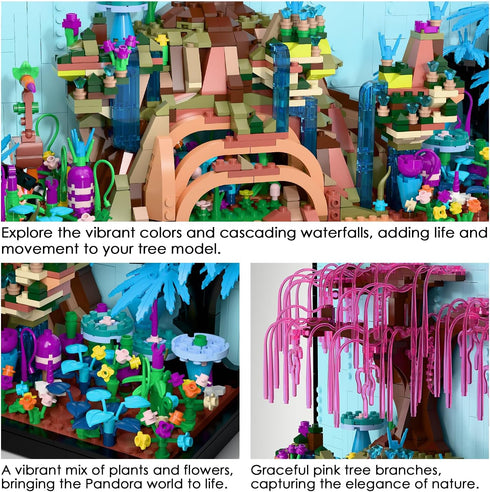 Set, 3D Set, 8+ Micro Brick Tree of Life Building Creative Nature World Model, Wall Art Home Office Decoration or Table