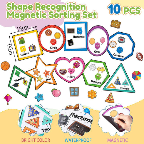 10 Set Magnetic Shape Sorting for Toddler, Matching Games with 30 Everyday Objects Magnets for Child Learning