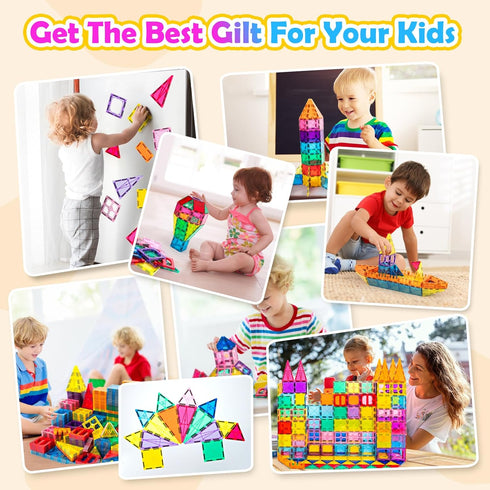 Magnetic Tiles, 100PCS 3D Building Blocks, Magnets Building Set for Kids, Construction STEM Stacking Toys, Gift for