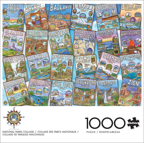 Buffalo Games - Carrie Wagner - National Parks Collage - 1000 Piece Jigsaw Puzzle for Adults Challenging Puzzle Perfect for Game Nights - Finished Puzzle Size is 26.75 x 19.75