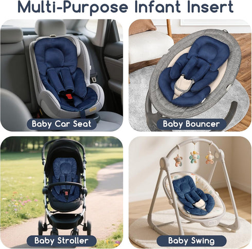 Summer Infant Car Seat Insert for Newborn Girls Boys, Mesh Baby Carseat Inserts with Strap Pads, Soft Reversible Baby