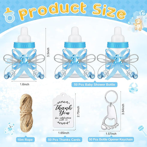 Sunnyray 150 Pcs Baby Shower Party Gift Bottles Games, 50 Mini Milk Bottles, 50 Thank You Tags