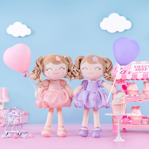 2-4 Gloveleya Baby Doll Baby Girl Gifts Plush Curly Kids Girl Toys with Love Toys for Ages Toddler Toy Pink