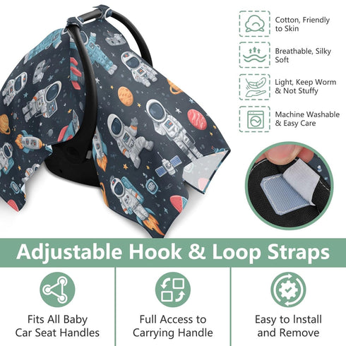 Mazeann Galaxy Space Astronaut Car Seat Cover Baby Breathable Soft Infant Carseat Covers Canopies Babies Carrier Covers