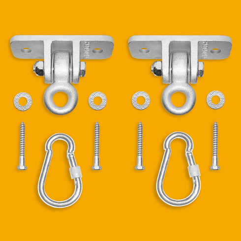 Jungle Gym Kingdom Swing Set Hangers - 2 Heavy Duty Brackets with Locking Snap Hooks for Indoor/Outdoor Use