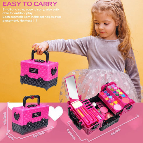 52 4-12, Kids Makeup Kit for Girl - PCS Safe and Washable Makeup for Kids, Real Girls Makeup Kit, Toddler Makeup Kit