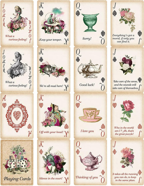 Treasure Cove Alice Playing Cards - Poker for Tea Party Game Supply, Themed Party Photo Props Decoration