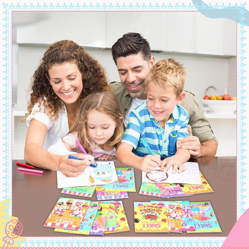 Faccito 24 Set Pcs Desserts Coloring Book Mini Activity Books for Kids Treats Desserts Color Drawing Booklets DIY