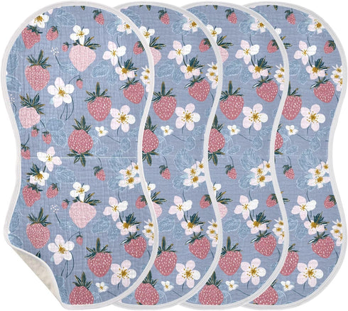 decor gift 4 Pack 22x11in Cotton Burp Cloths Breathable Naughty Ocean Strawberry Lilac Burp Rags for Gender Neutral