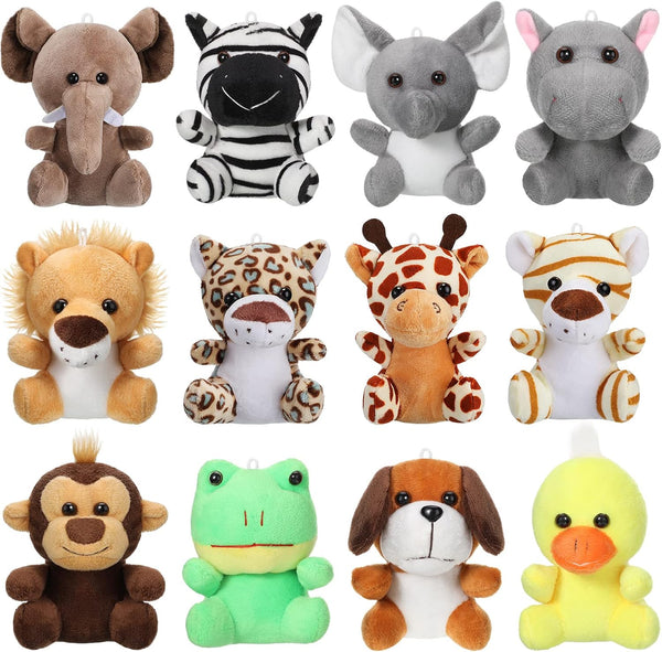 Skylety 12pcs Mini Safari Stuff Animal 3.9 Inch Cute Jungle Stuffed Animal