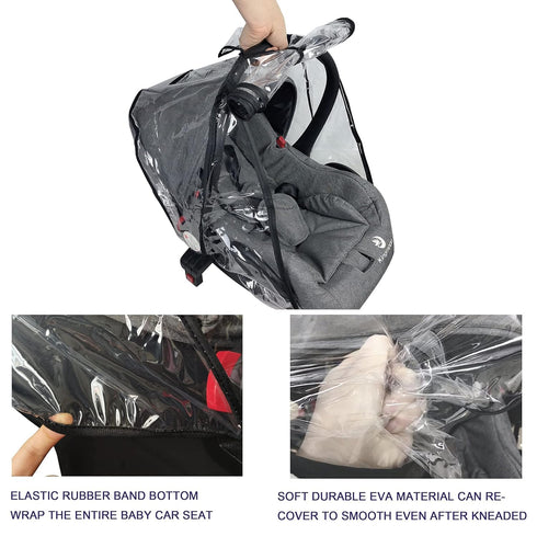 LLUFO Baby Car Seat Rain Cover Universal Weather Shield Waterproof,Easy Access Zipper,Side Ventilation,EVA