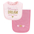 Set, Hudson Baby Unisex Baby Cotton Terry Bib and Burp Cloth Mom Dad Dream, One Size