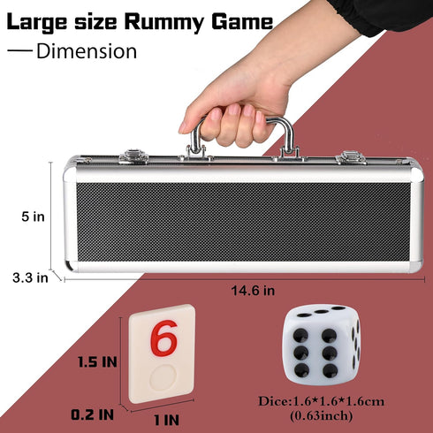 Rummy 4 106 Rummy Set 4 Doublefan Cube Player Edition, Cube Game with with Plastic Racks in Portable Aluminum Case
