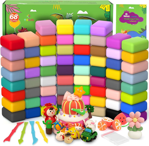 Air Dry Clay for Kids,Modeling Clay Kit 68 Colors with Sculpting Tools,Model