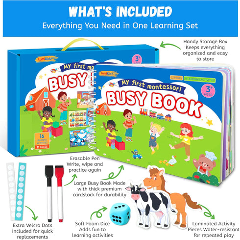 3-5, 3-6, Montessori Busy Book for Toddlers Preschool Learning Activities, Toddler Learning Binder, Busy Book for Kids
