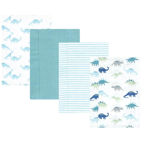 Hudson Baby Unisex Cotton Flannel Burp Cloths, Soft Teal Dino, One Size