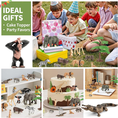12PCS Set, Playset Realistic Safari Animals Figures Learning Toys Large African Animal Toys, Wild Zoo Animal Toys
